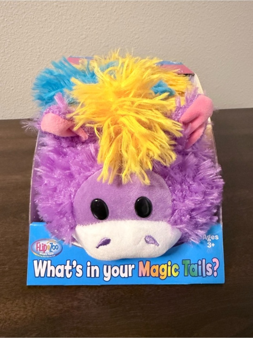 NWB FlipaZoo magic tails blue dragon to purple unicorn soft plush toy